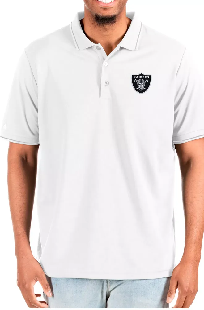 Antigua Men's Las Vegas Raiders Affluent White/Silver Big & Tall Polo