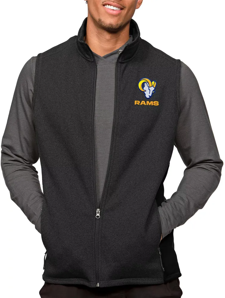 Antigua Los Angeles Rams Course Black Heather Vest