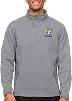 Antigua Los Angeles Rams Course Light Grey Heather Quarter-Zip Long Sleeve Pullover T-Shirt