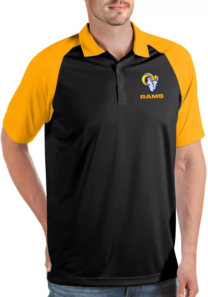 Antigua Men's Los Angeles Rams Nova Wordmark Black/Gold Polo