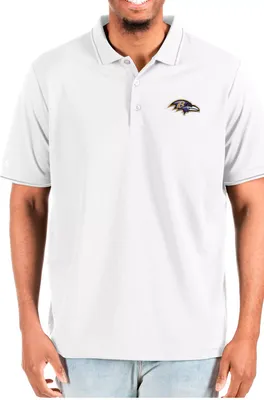 Antigua Men's Baltimore Ravens Affluent White/Silver Big & Tall Polo