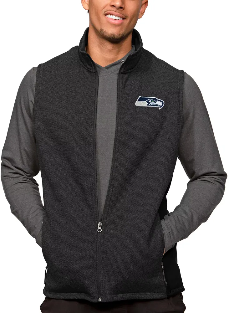 Antigua Seattle Seahawks Course Black Heather Vest