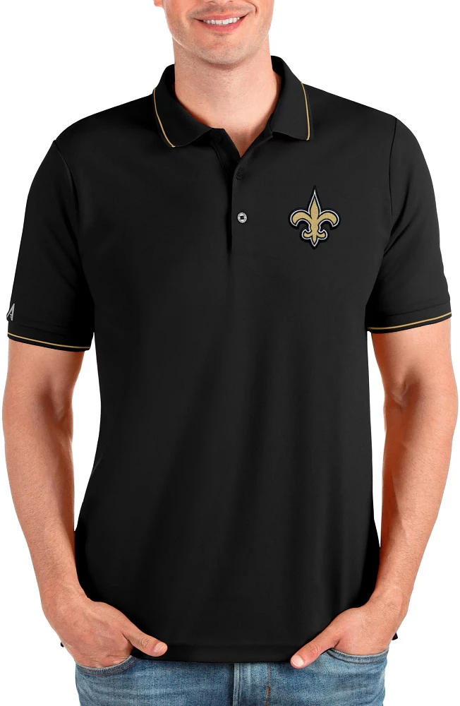 Antigua Men's New Orleans Saints Affluent Black Polo