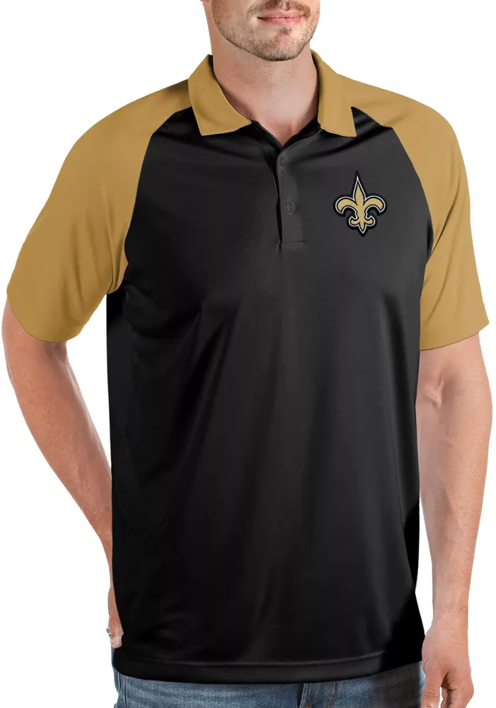 Antigua Men's New Orleans Saints Nova Black/Gold Polo