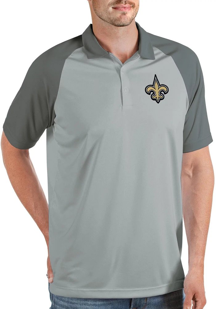 Antigua Men's New Orleans Saints Nova Silver/Grey Polo