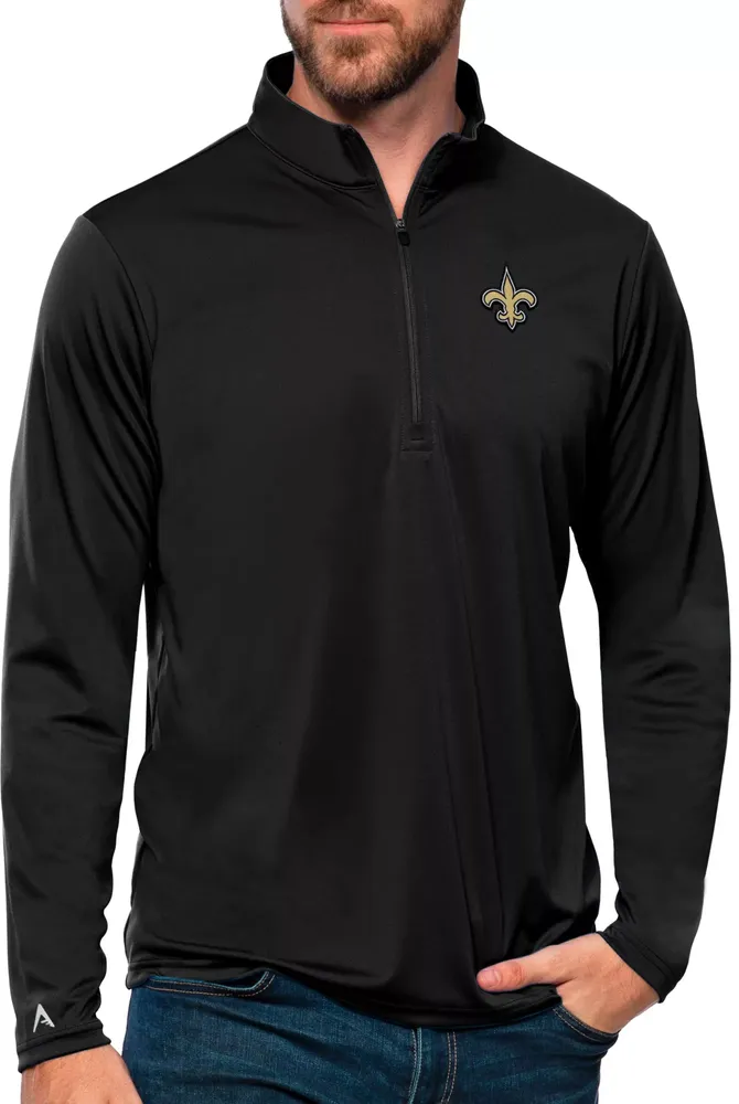 Antigua Men's New Orleans Saints Tribute Quarter-Zip Black Pullover