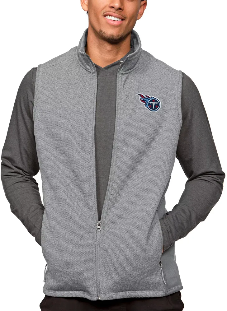 Antigua Tennessee Titans Course Light Grey Heather Vest