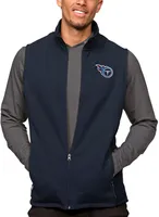 Antigua Tennessee Titans Course Navy Heather Vest