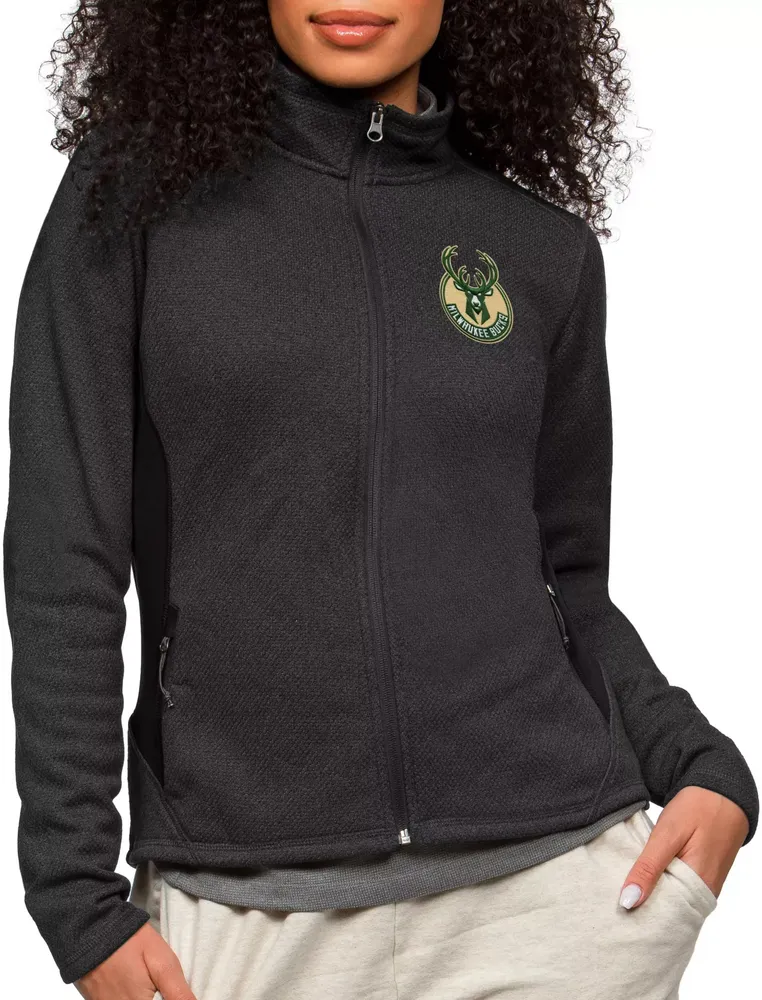 Antigua Women's Milwaukee Bucks Black Course Jacket