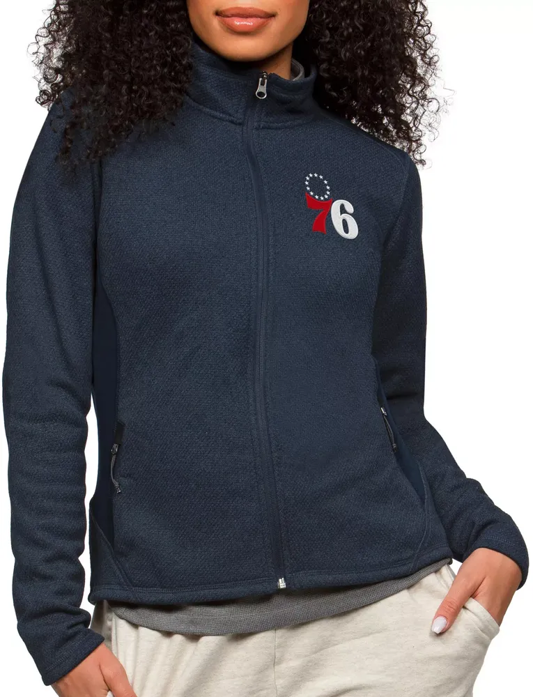 Antigua Women's Philadelphia 76ers Navy Course Jacket