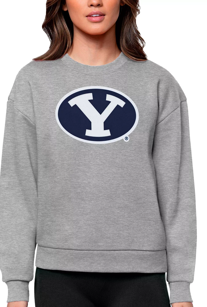 Antigua Women's BYU Cougars Grey Heather Victory Crew Sweatshirt