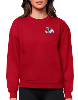 Antigua Women's Fresno State Bulldogs Dark Red Victory Crew Sweatshirt