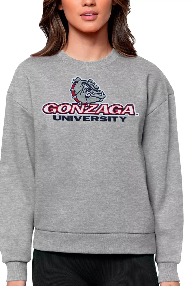 Antigua Women's Gonzaga Bulldogs Grey Heather Victory Crew Sweatshirt