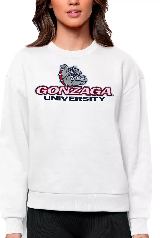 Antigua Women's Gonzaga Bulldogs White Victory Crew Sweatshirt