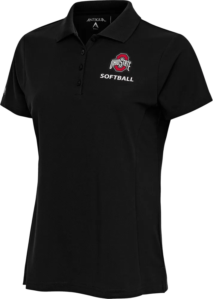 Antigua Women's Ohio State Buckeyes Softball Black Polo