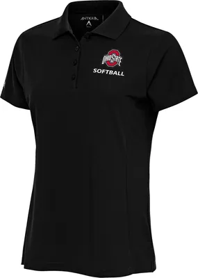 Antigua Women's Ohio State Buckeyes Softball Black Polo