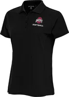 Antigua Women's Ohio State Buckeyes Softball Black Polo