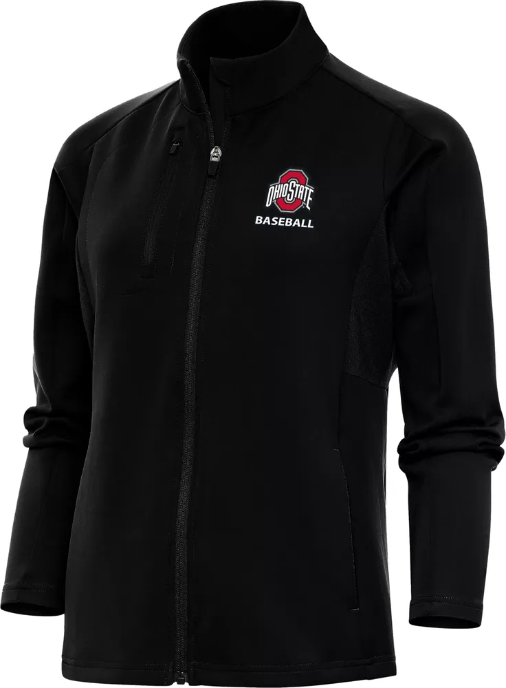 Antigua Women's Ohio State Buckeyes Baseball Black 1/4 Zip Jacket