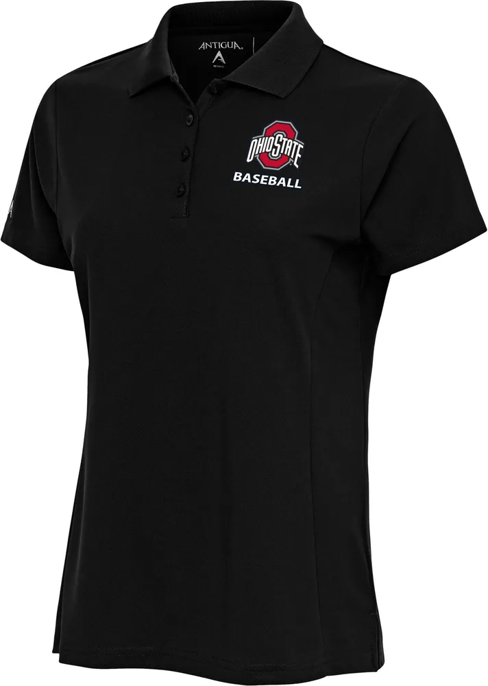 Antigua Women's Ohio State Buckeyes Baseball Black Polo