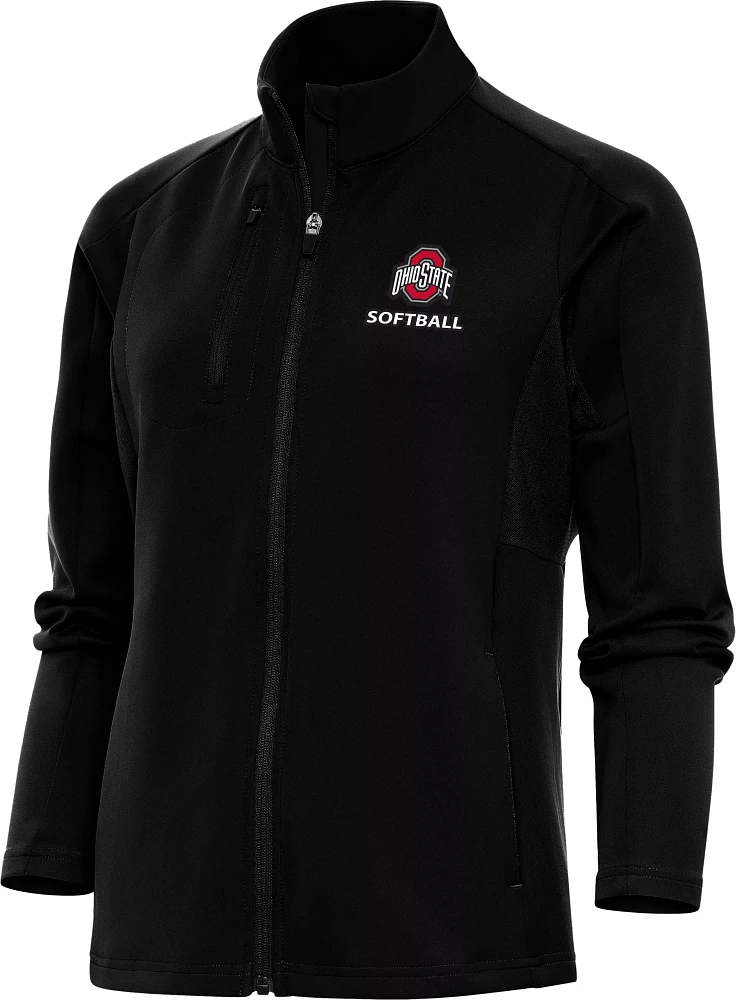 Antigua Women's Ohio State Buckeyes Softball Black Full Zip Jacket