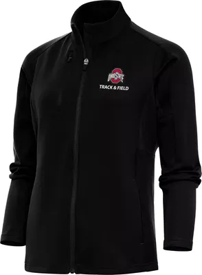 Antigua Women's Ohio State Buckeyes Track and Field Black Full Zip Jacket