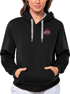 Antigua Women's Ohio State Buckeyes Black Victory Pullover Hoodie