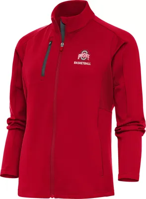 Antigua Women's Ohio State Buckeyes Basketball Dark Red 1/4 Zip Jacket