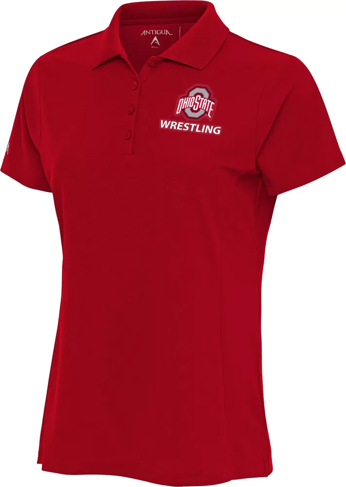 Antigua Women's Ohio State Buckeyes Wrestling Dark Red Polo