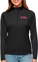 Antigua Women's Ole Miss Rebels Black Tribute Quarter-Zip Shirt