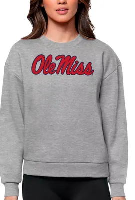 Antigua Women's Ole Miss Rebels Grey Heather Victory Crew Sweatshirt