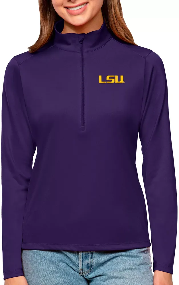 Antigua Women's LSU Tigers Purple Tribute Quarter-Zip Shirt