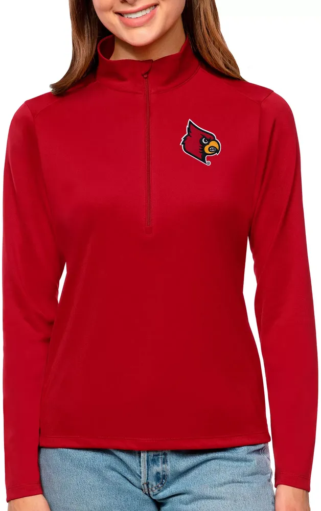 Antigua Women's Louisville Cardinals Dark Red Tribute Quarter-Zip Shirt