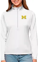 Antigua Women's Michigan Wolverines White Tribute Quarter-Zip Shirt