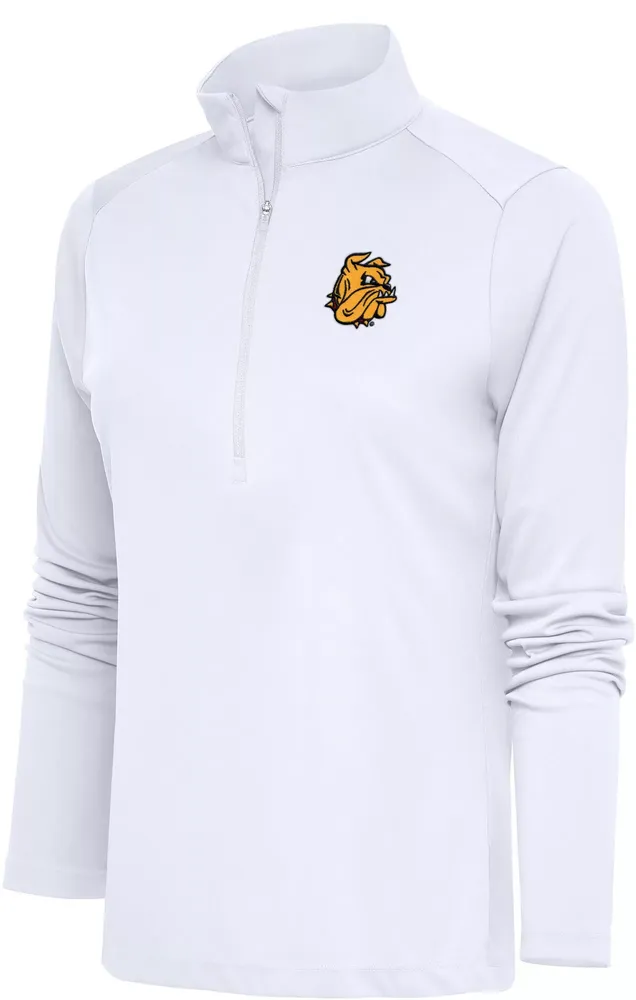 Antigua Women's Minnesota-Duluth  Bulldogs White Tribute Quarter-Zip Shirt