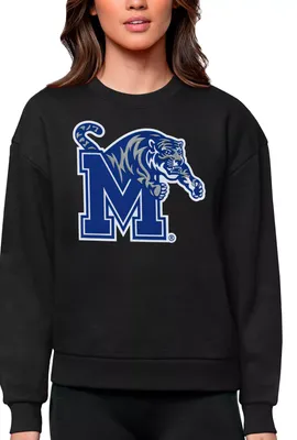 Antigua Women's Memphis Tigers Black Victory Crew Sweatshirt