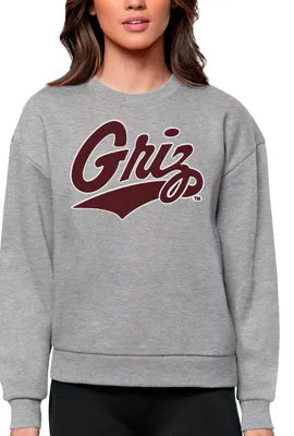 Antigua Women's Montana Grizzlies Grey Heather Victory Crew Sweatshirt