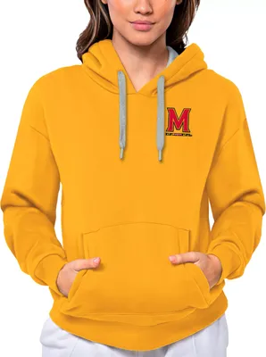 Antigua Women's Maryland Terrapins Gold Victory Pullover Hoodie