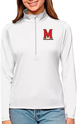 Antigua Women's Maryland Terrapins White Tribute Quarter-Zip Shirt