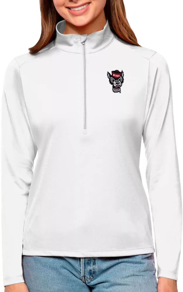 Antigua Women's NC State Wolfpack White Tribute Quarter-Zip Shirt