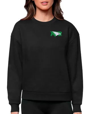 Antigua Women's North Dakota Fighting Hawks Black Victory Crew Sweatshirt