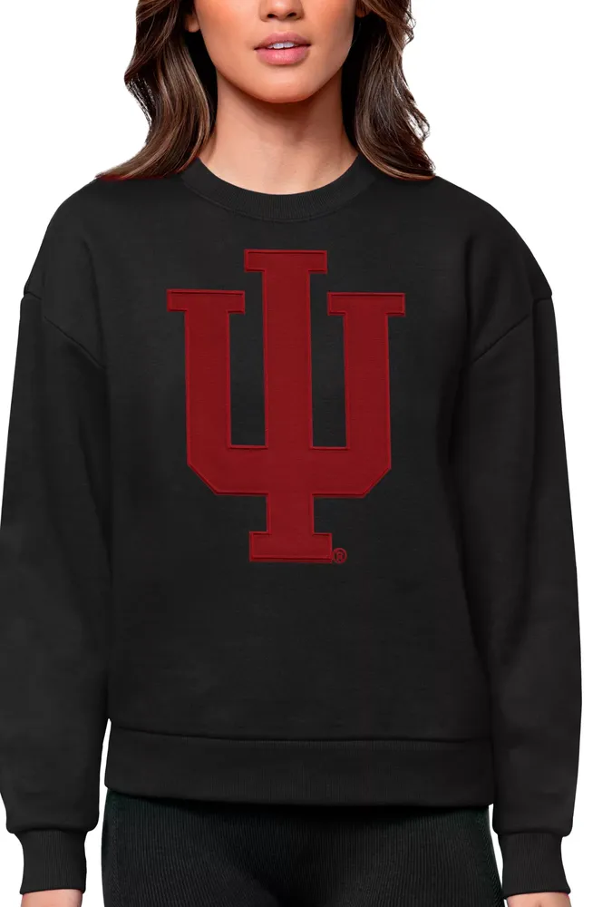 Antigua Women's Indiana Hoosiers Black Victory Crew Sweatshirt