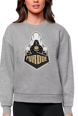 Antigua Women's Purdue Boilermakers Grey Heather Victory Crew Sweatshirt