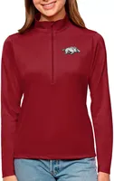 Antigua Women's Arkansas Razorbacks Cardinal Tribute Quarter-Zip Shirt