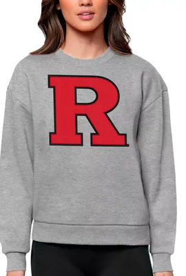 Antigua Women's Rutgers Scarlet Knights Grey Heather Victory Crew Sweatshirt