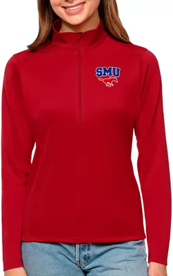 Antigua Women's Southern Methodist Mustangs Dark Red Tribute Quarter-Zip Shirt