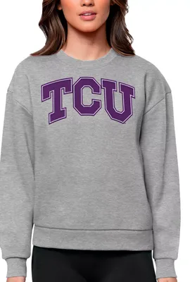 Antigua Women's TCU Horned Frogs Grey Heather Victory Crew Sweatshirt