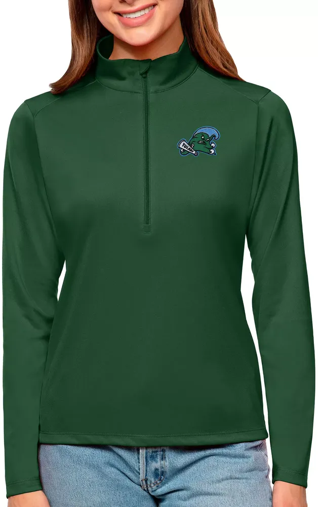 Antigua Women's Tulane Green Wave Olive Tribute Quarter-Zip Pullover