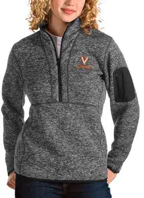 Antigua Women's Virginia Cavaliers Grey Fortune 1/4 Zip Jacket