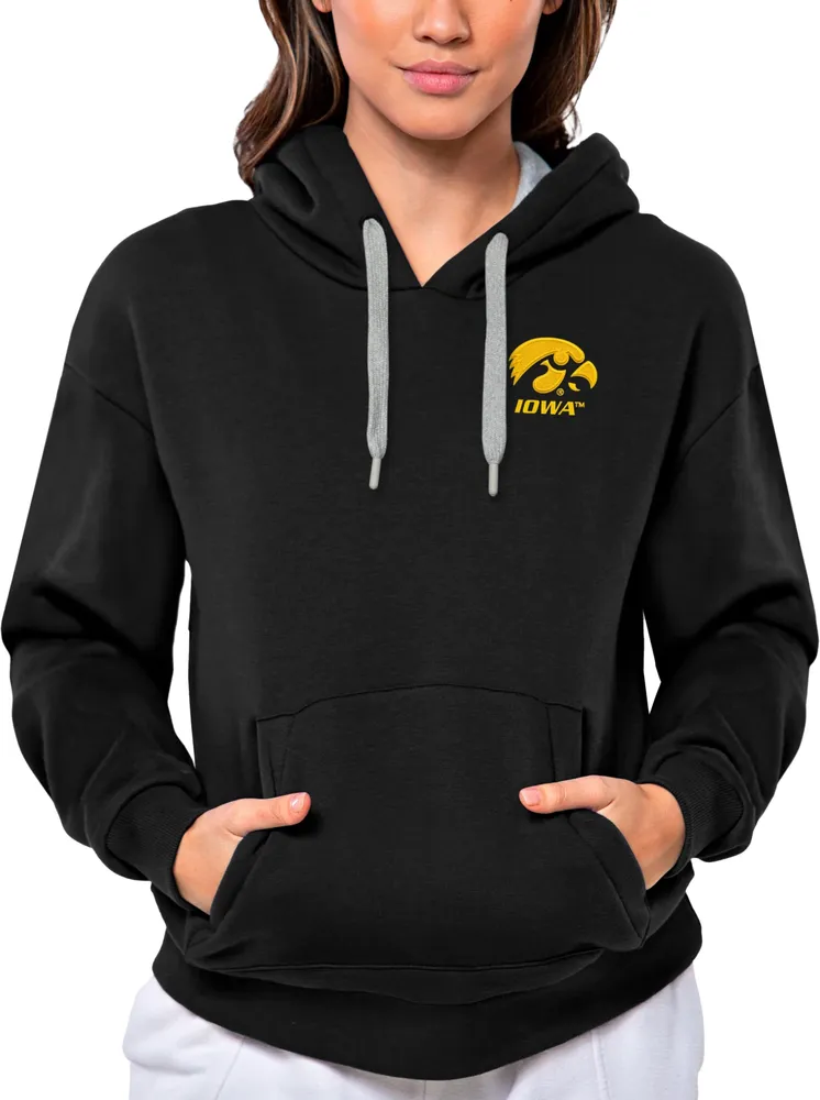 Antigua Women's Iowa Hawkeyes Black Victory Pullover Hoodie