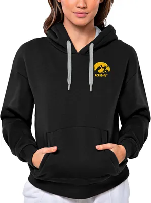 Antigua Women's Iowa Hawkeyes Black Victory Pullover Hoodie